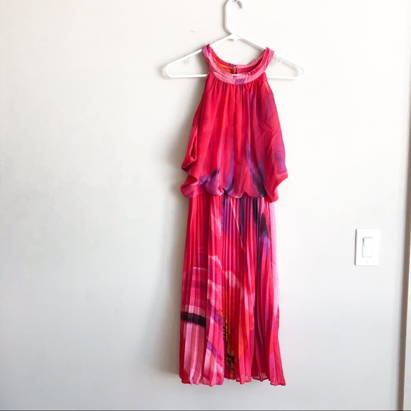 Vince Camuto Pink Halter Pleated Dress - Picture 4 of 8